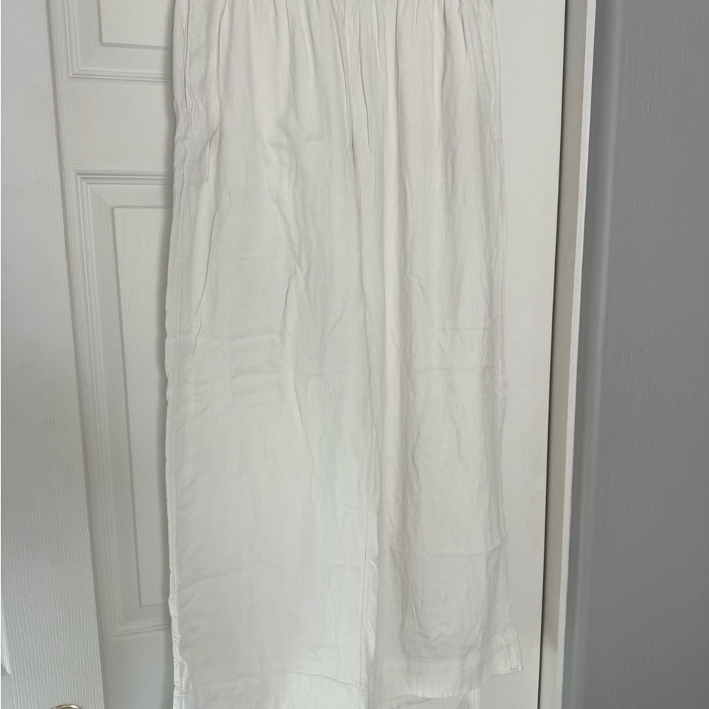 Abercrombie & Fitch White Linen Wide Leg Pants